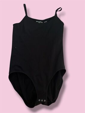 Shapermint Black Stretch Jersey Bodysuit with Adjustable Straps